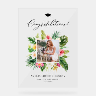 Watercolor Tropical Frame Photo Graduation Party