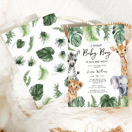 Watercolor Tropical Jungle Safari Baby Dusche Einladung