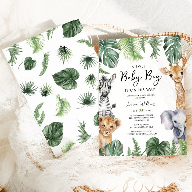 Watercolor Tropical Jungle Safari Baby Dusche Einladung (Von Creator hochgeladen)