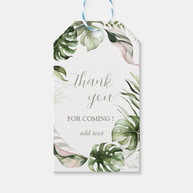 Watercolor Tropical Leaves Greenery  Geschenkanhänger (Vorderseite)