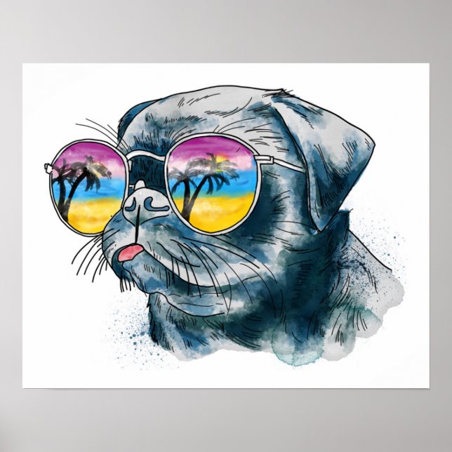 Watercolor Tropical Puppy Poster (Vorne)