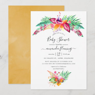 Watercolor Tropical Summer Beach Baby Dusche Einladung