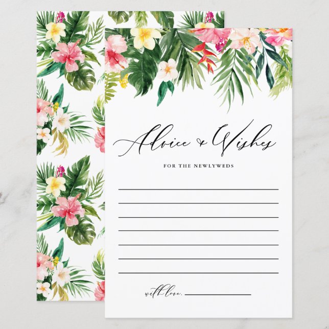Watercolor Tropical Wedding Addon and Wish Card (Vorne/Hinten)