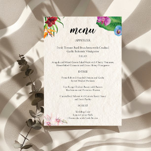 Watercolor Tropical Wedding Table Menükarte