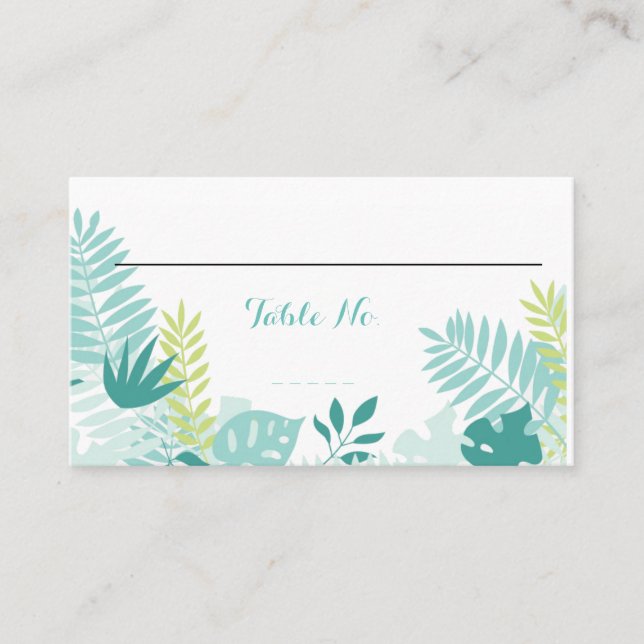 Watercolor Tropical Wedding Table No. Platzkarte (Vorderseite)