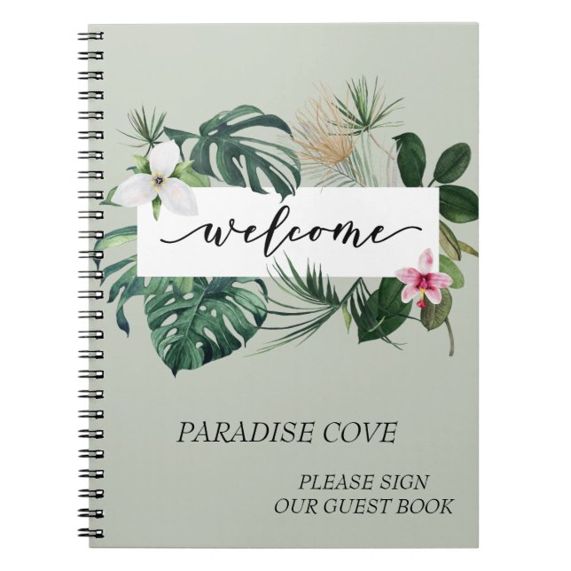 Watercolor Tropical Zuhause Rental Guest Book Notizblock (Vorderseite)