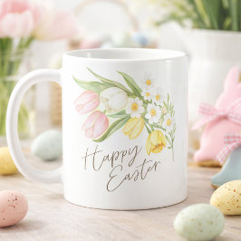 Watercolor Tulips & Daffodils Happy Easter Kaffeetasse