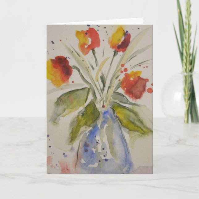 Watercolor Tulips Greeting Card Karte (Vorderseite)
