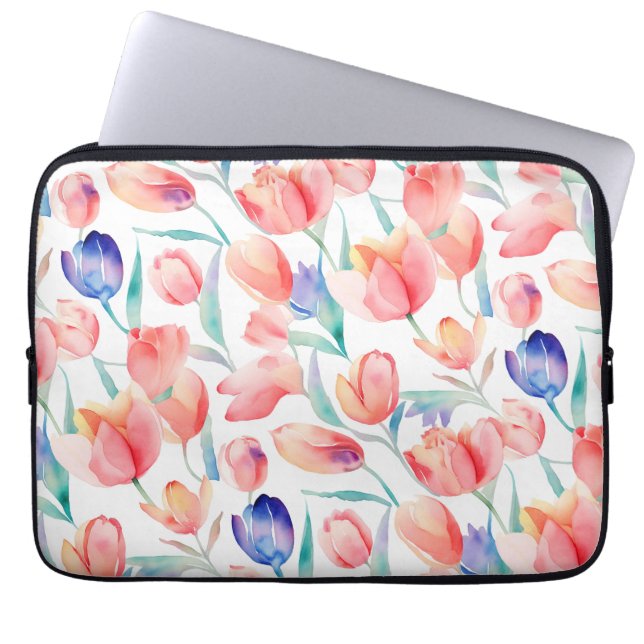 Watercolor Tulips Pattern Lapop Sleeve (Vorderseite)