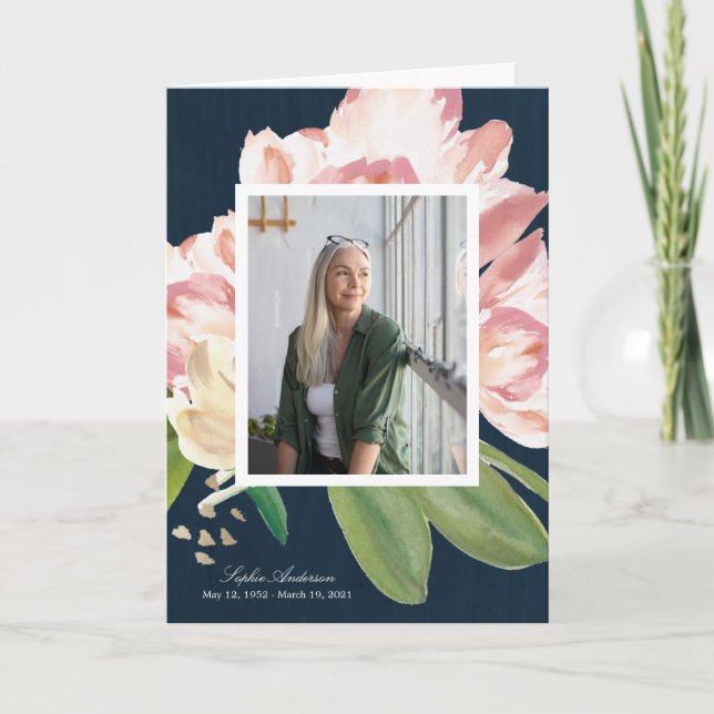 Watercolor Tulips Photo Memorial Programme (Devant)