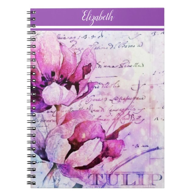 Watercolor Tulpen Notebook Notizblock (Vorderseite)