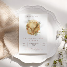 Watercolor Turquie Friendsgiving Diner Invitation