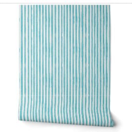 Watercolor Turquoise Pinstripes Tapete