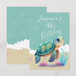 Watercolor Turtle Ocean Geburtstagsparty Danke