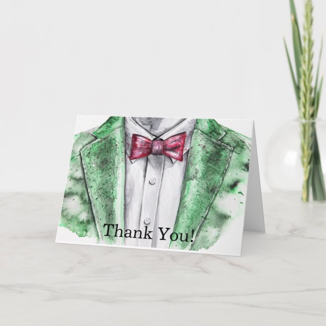 Watercolor Tuxedo Vielen Dank Dankeskarte (Vorderseite)