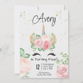 Watercolor Unicorn Invitation de fête d'anniversai