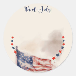 Watercolor-US-Flagge und Sterne  Runder Aufkleber