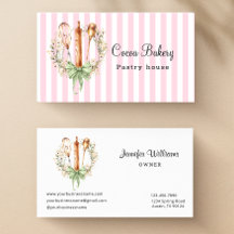 Watercolor Utensils Kitchen Bakery Business Card