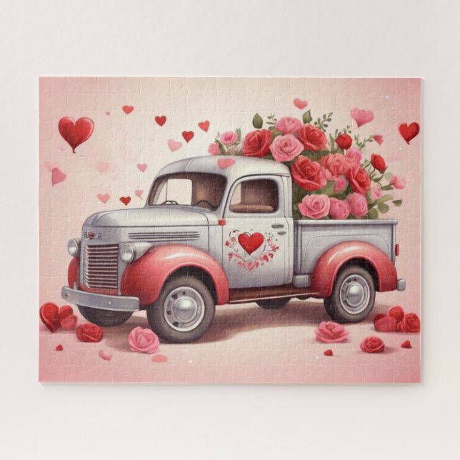 Watercolor Valentine's Day Heart Truck (Horizontal)