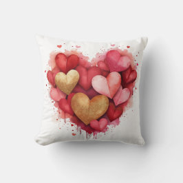 Watercolor Valentinstag Herz Kissen