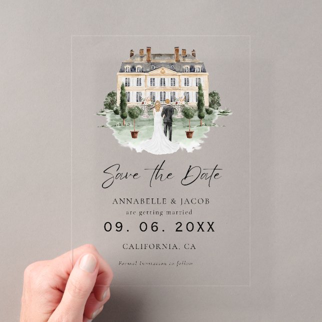 Watercolor Venue Wedding Save the Date  Acryleinladungen (Insitu (Handheld))