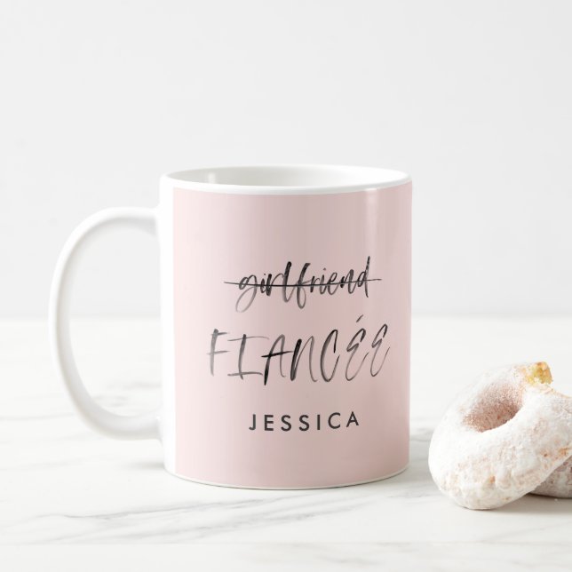Watercolor-Verlobungs-Mitteilungsentwurf Kaffeetasse (Mit Donut)