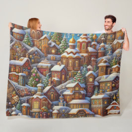 Watercolor Village Weihnachtsmotifs Urlaub Fleecedecke