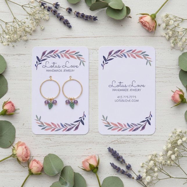 Watercolor Vine Earring Necklace Jewelry Display  (Watercolor Vine Purple CUSTOM Earring Necklace Jewelry Display Cards
)