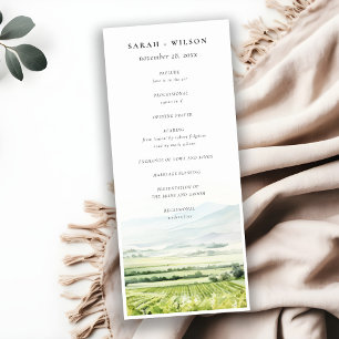 Watercolor Vineyard Programme de mariage paysager