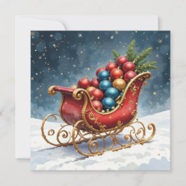 Watercolor Vintage Christmas Sleigh Karte