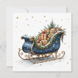 Watercolor Vintage Christmas Sleigh Karte