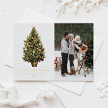 Watercolor Vintage Christmas Tree Foto Weihnachten Folien Feiertagspostkarte<br><div class="desc">Frohe Weihnachten | Senden Sie Ihre Urlaubswünsche mit dieser individuell gestaltbaren Weihnachtspostkarte an Freunde und Familie. Die Weihnachtskarte aus Gold enthält einen Weihnachtsbaum aus dem Jahrgang mit festlichen Ornamenten. Personalisieren Sie es,  indem Sie Ihre eigenen Daten hinzufügen. Dieses Foto Weihnachts-Postkarte ist auf anderen Cardstock erhältlich. Matching-Elemente sind verfügbar.</div>