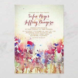 Watercolor Vintage Wedding Einladung - Blume auf d