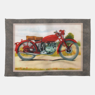 Watercolor-Vintages Motorrad Geschirrtuch