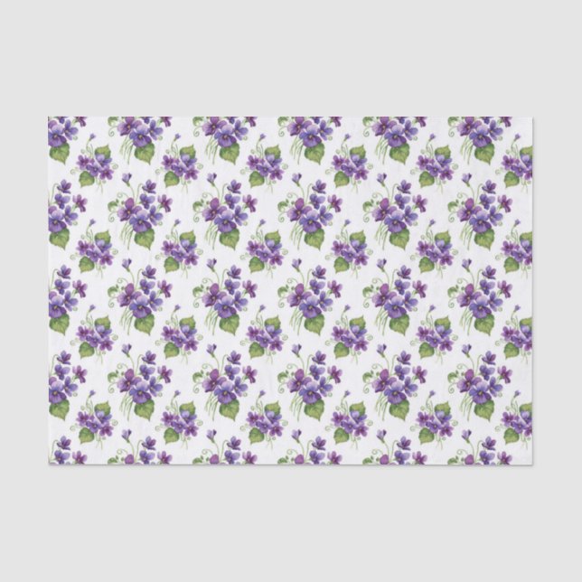 Watercolor Violet Flowers Bouquet  Seidenpapier (Vorderseite)
