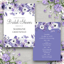 Watercolor Violet Flowers Wedding Bridal Shower Einladung