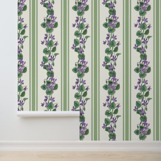Watercolor violets and stripes tapete