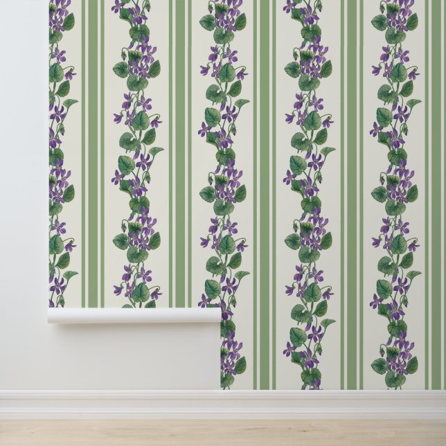 Watercolor violets and stripes tapete (Anwendung)