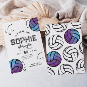 Watercolor Voleyball Einladung zum Geburtstag