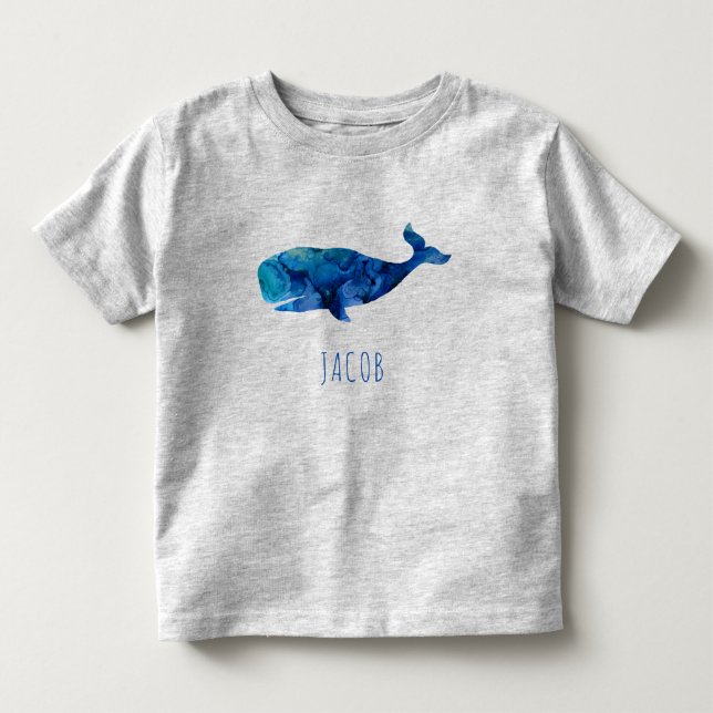 Watercolor-Wal-Marinekinder personalisiert Kleinkind T-shirt (Vorderseite)