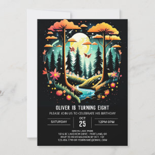 Watercolor Wald Foodland Birthday Einladung