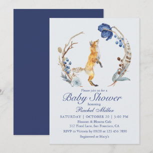 Watercolor-Wald-Fuchs-Baby-Party Einladung