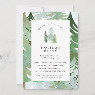 Watercolor Wald Holiday Party Einladung. Einladung