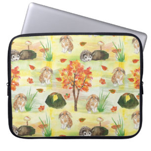 Watercolor Wald Kaninchen, Igel Laptopschutzhülle