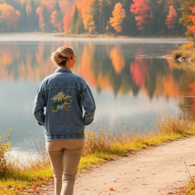 Watercolor-Waldszene Jeansjacke (Von Creator hochgeladen)