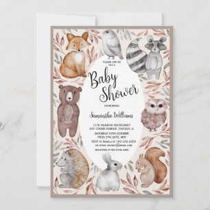 Watercolor-Waldtiere-Baby-Party Einladung