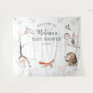 Watercolor-Waldtiere-Baby-Shower Wandteppich
