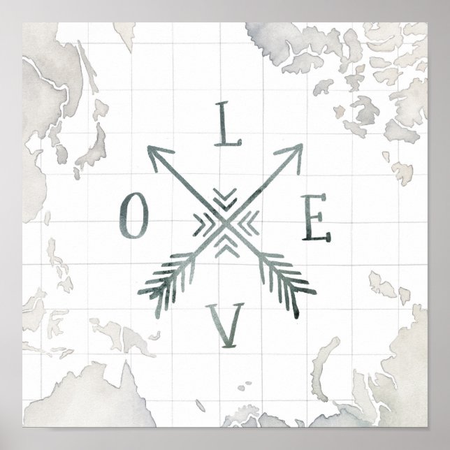 Watercolor Wanderlust Abenteuer III | LIEBE Poster (Vorne)