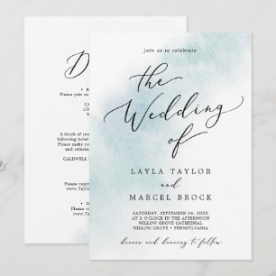 Watercolor Wash Blau in einer Hochzeit Einladung