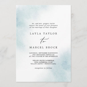 Watercolor Wash Blaue traditionelle Hochzeit Einladung